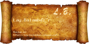 Lay Balambér névjegykártya
